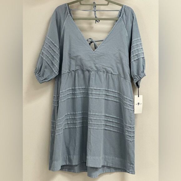 Babydoll Mini-Dress Seven For All Mankind Light Denim XL - Picture 6 of 9